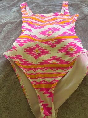 aerie Pink, White & Yellow Geometric Women’s One-Piece